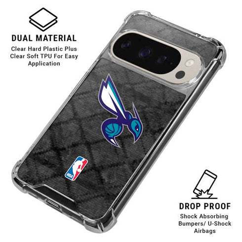 NBA Charlotte Hornets Dark Rust Pixel 9/9 Pro Clear Case